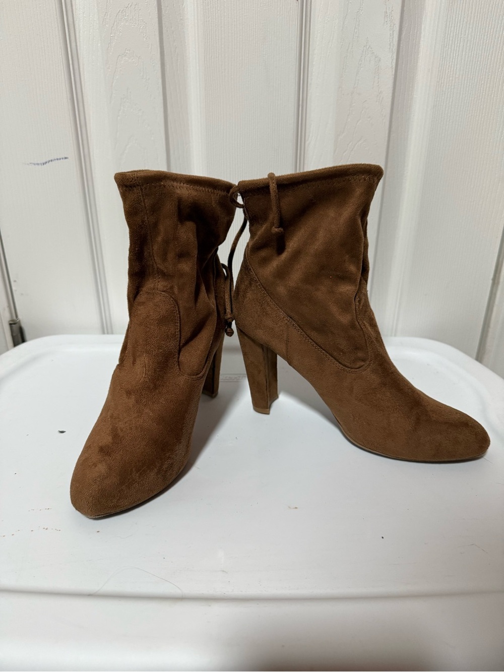Charlotte Russe Chestnut Brown Suede High-Heel Ankle Boots